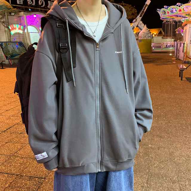 AL完売しました。 パーカー フード付き グレー 男女兼用 韓国 L vrfilms.in